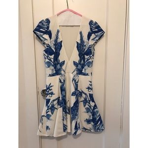 Stylestalker blue and white floral mini dress
